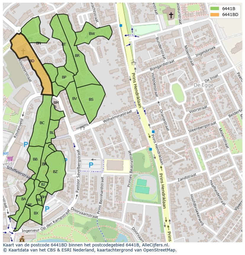 Afbeelding van het postcodegebied 6441 BD op de kaart.