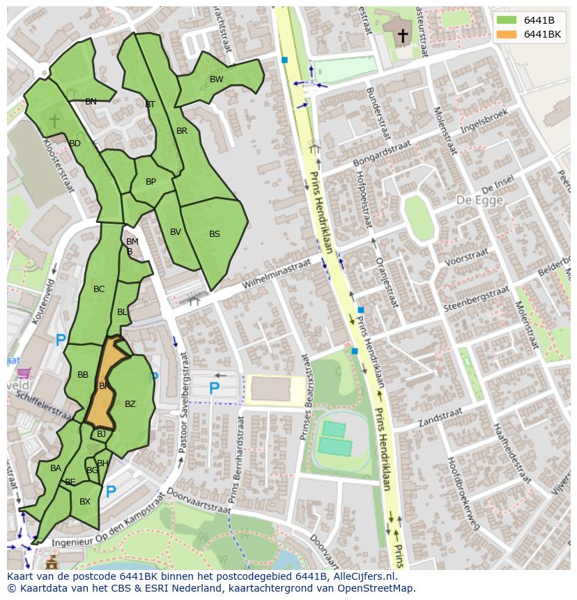 Afbeelding van het postcodegebied 6441 BK op de kaart.