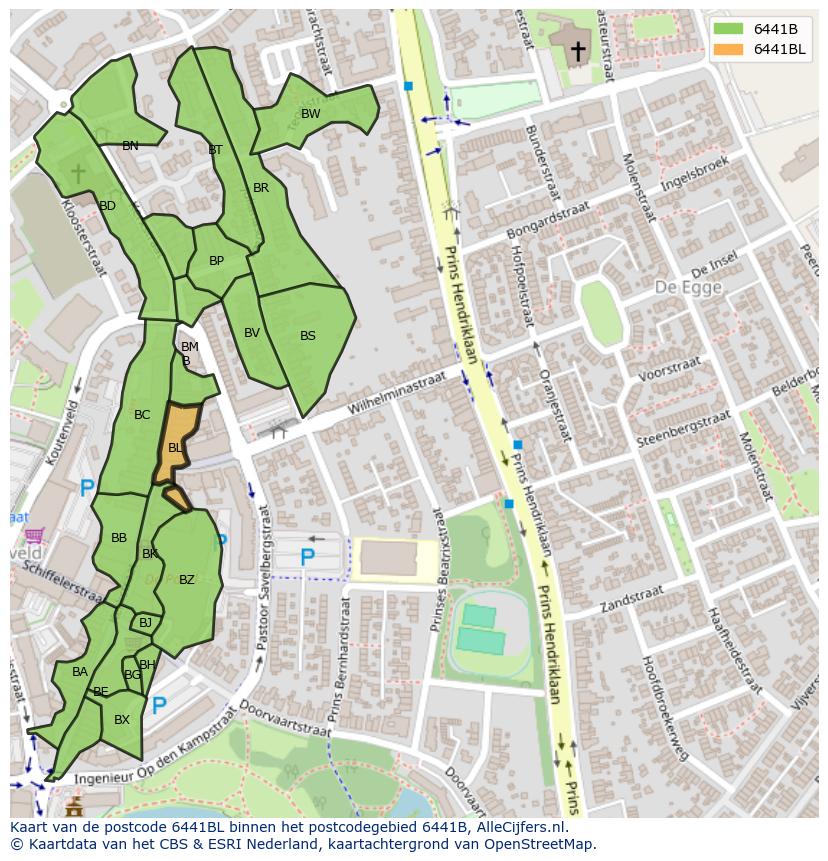 Afbeelding van het postcodegebied 6441 BL op de kaart.