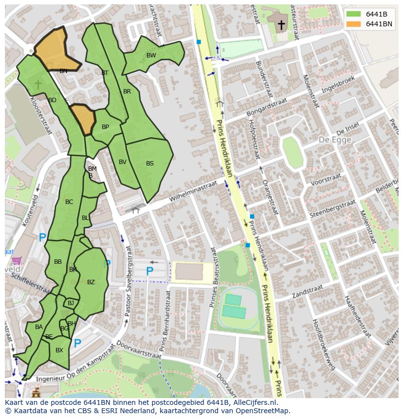 Afbeelding van het postcodegebied 6441 BN op de kaart.