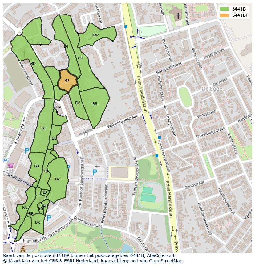 Afbeelding van het postcodegebied 6441 BP op de kaart.