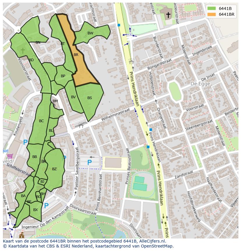 Afbeelding van het postcodegebied 6441 BR op de kaart.