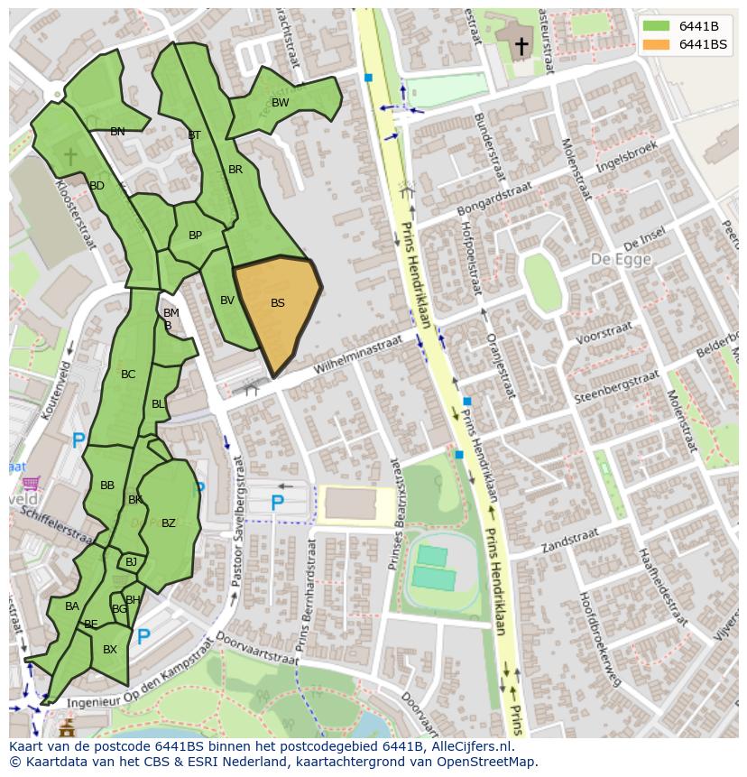 Afbeelding van het postcodegebied 6441 BS op de kaart.