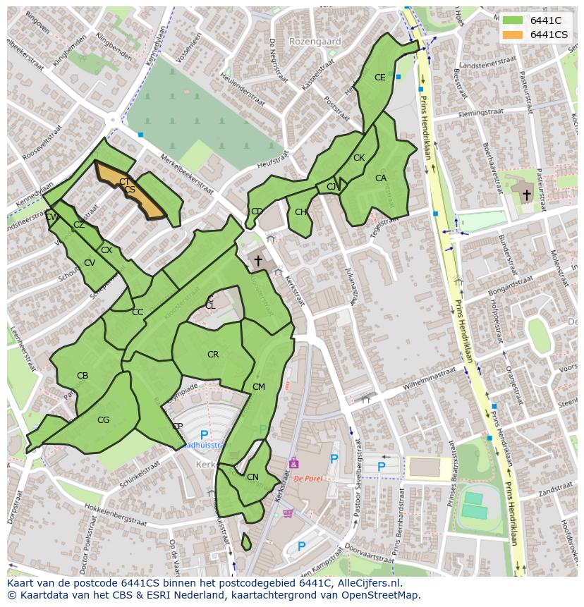 Afbeelding van het postcodegebied 6441 CS op de kaart.