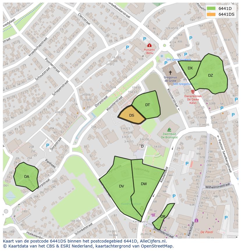 Afbeelding van het postcodegebied 6441 DS op de kaart.