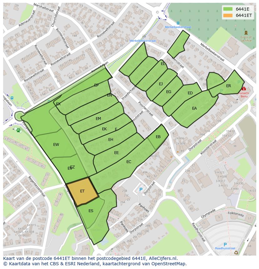 Afbeelding van het postcodegebied 6441 ET op de kaart.