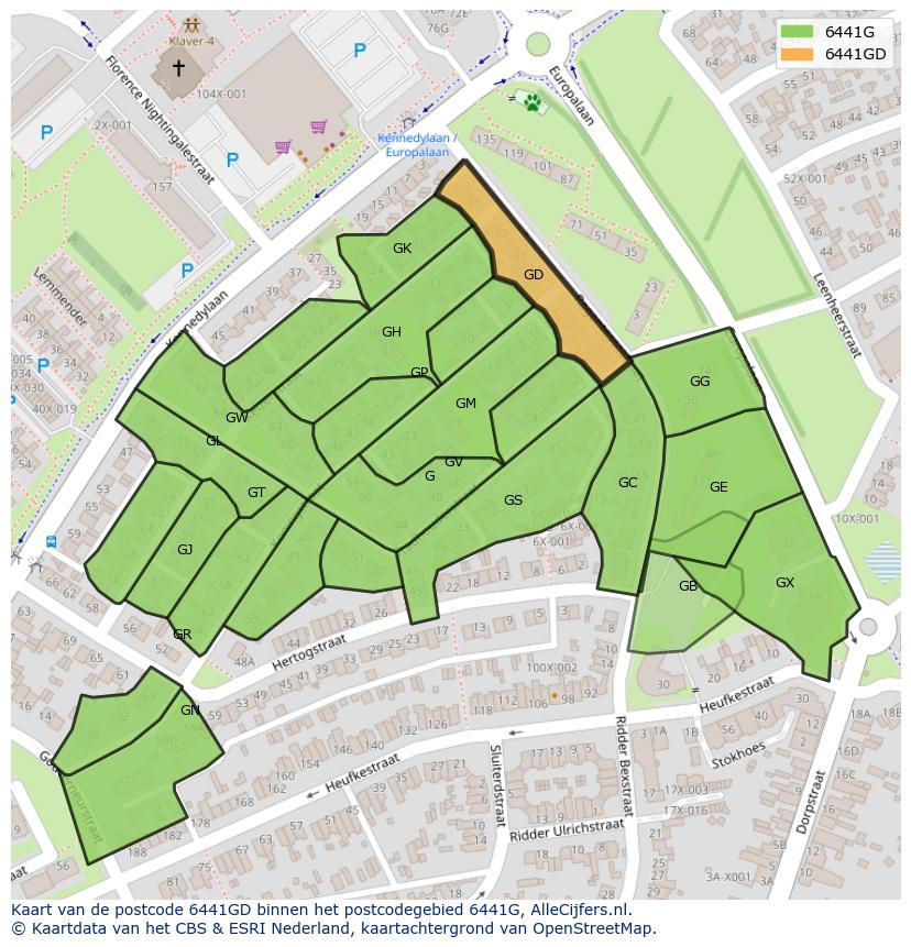 Afbeelding van het postcodegebied 6441 GD op de kaart.