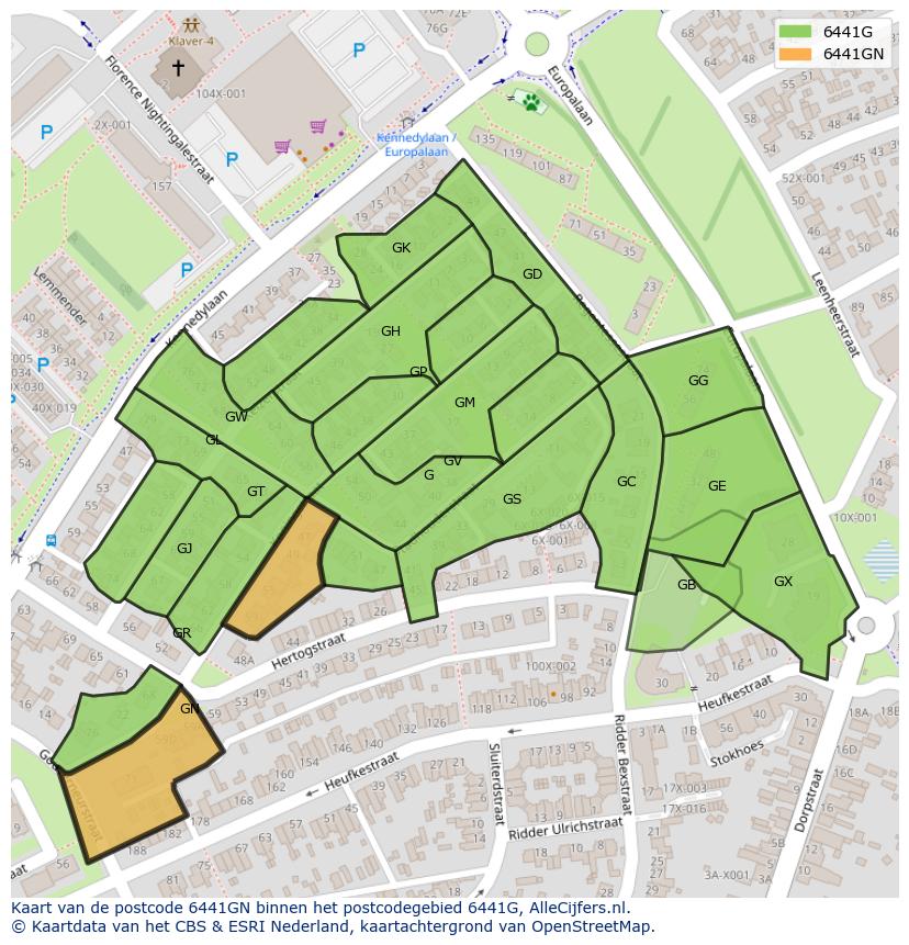 Afbeelding van het postcodegebied 6441 GN op de kaart.