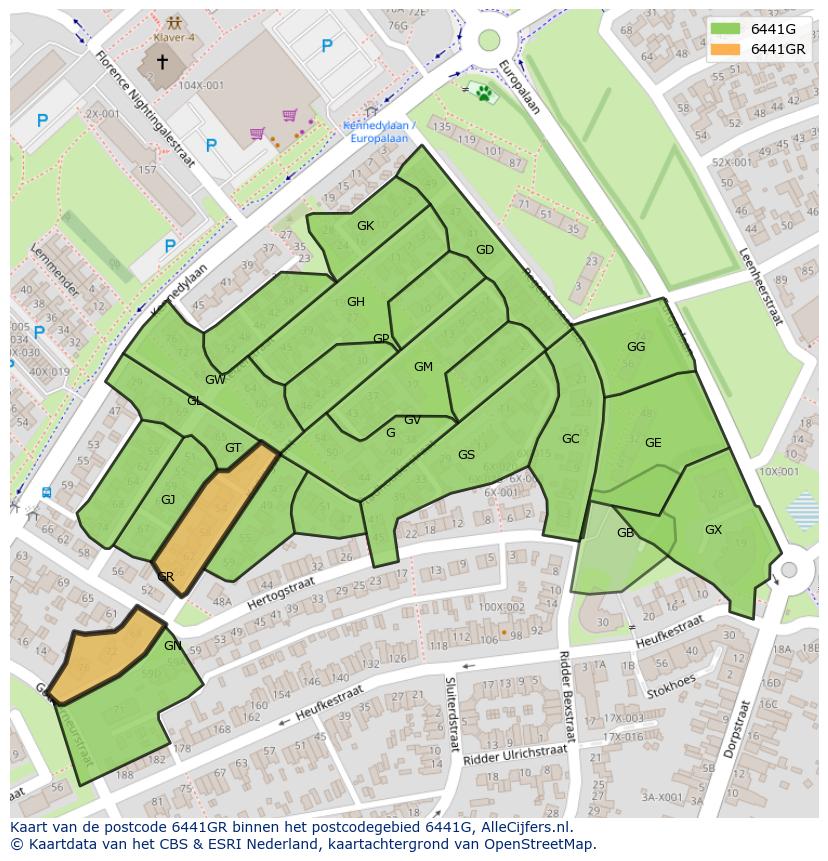 Afbeelding van het postcodegebied 6441 GR op de kaart.