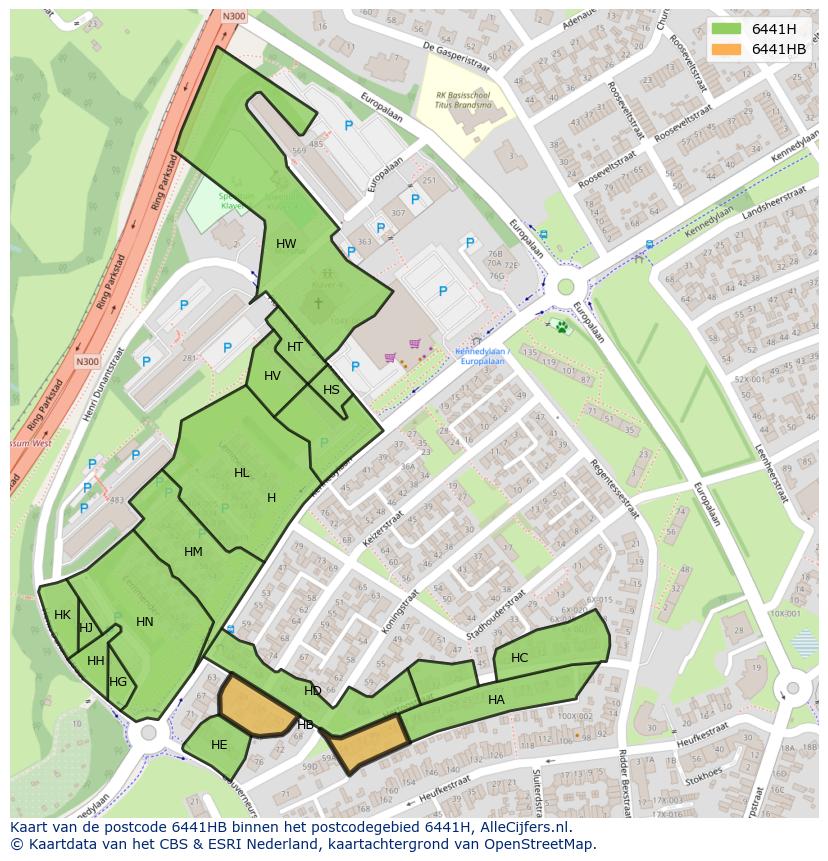 Afbeelding van het postcodegebied 6441 HB op de kaart.