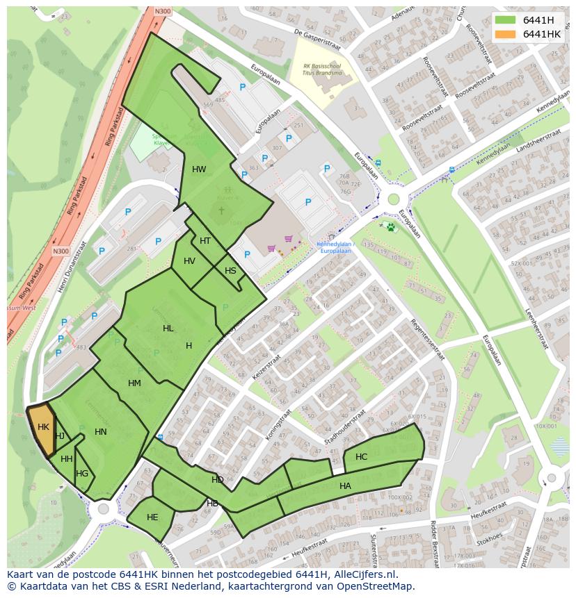 Afbeelding van het postcodegebied 6441 HK op de kaart.