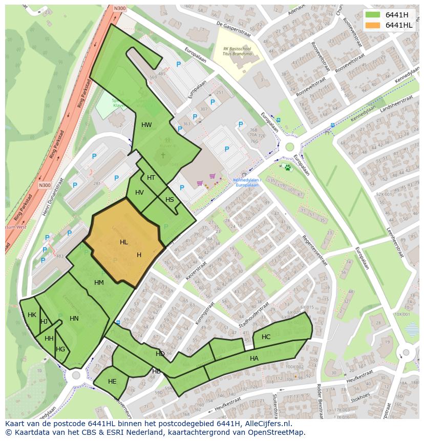 Afbeelding van het postcodegebied 6441 HL op de kaart.