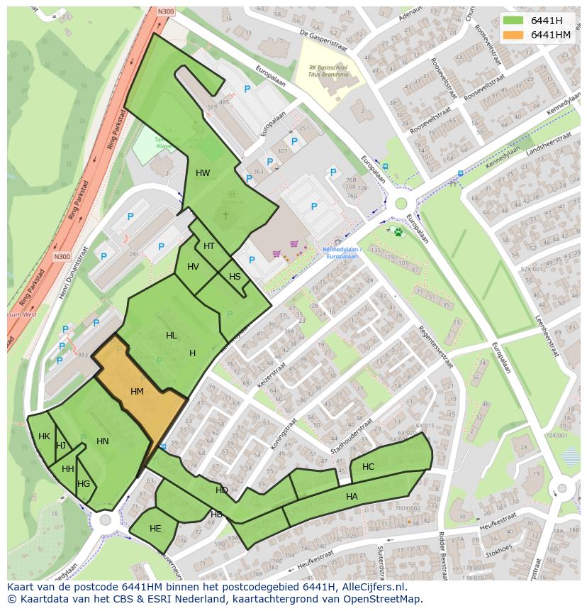 Afbeelding van het postcodegebied 6441 HM op de kaart.