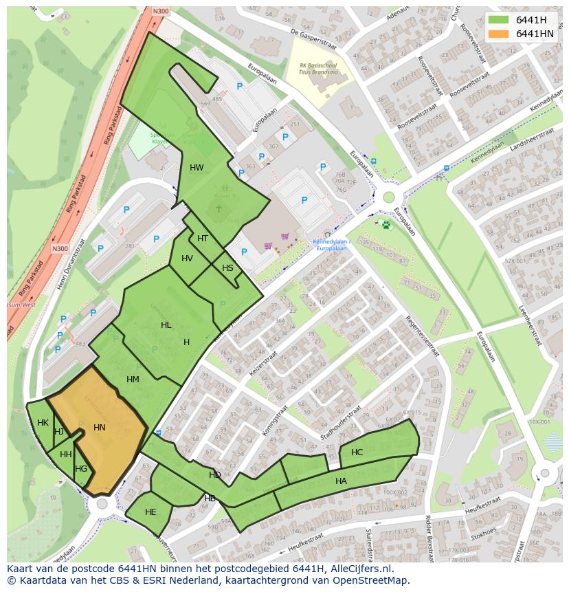 Afbeelding van het postcodegebied 6441 HN op de kaart.