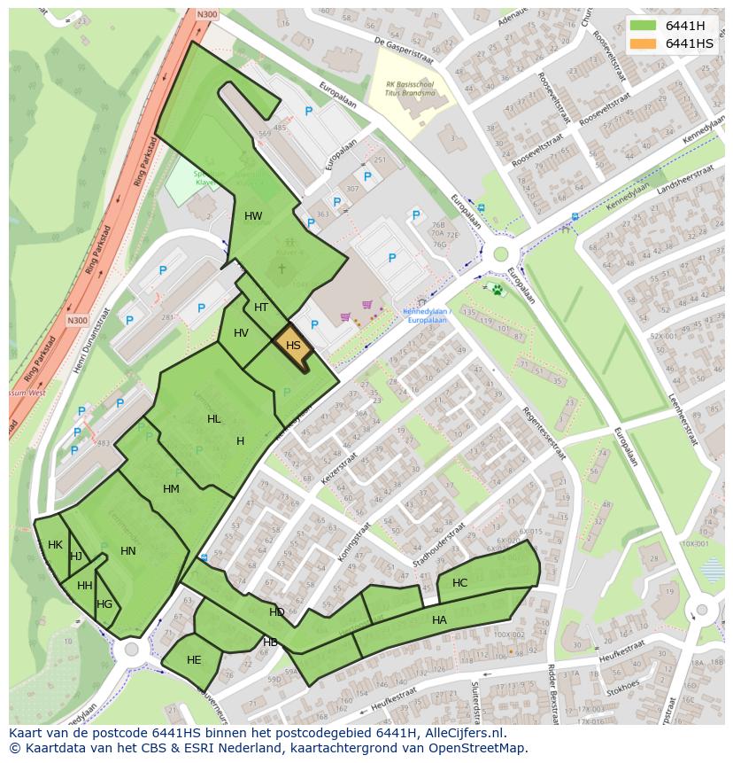 Afbeelding van het postcodegebied 6441 HS op de kaart.