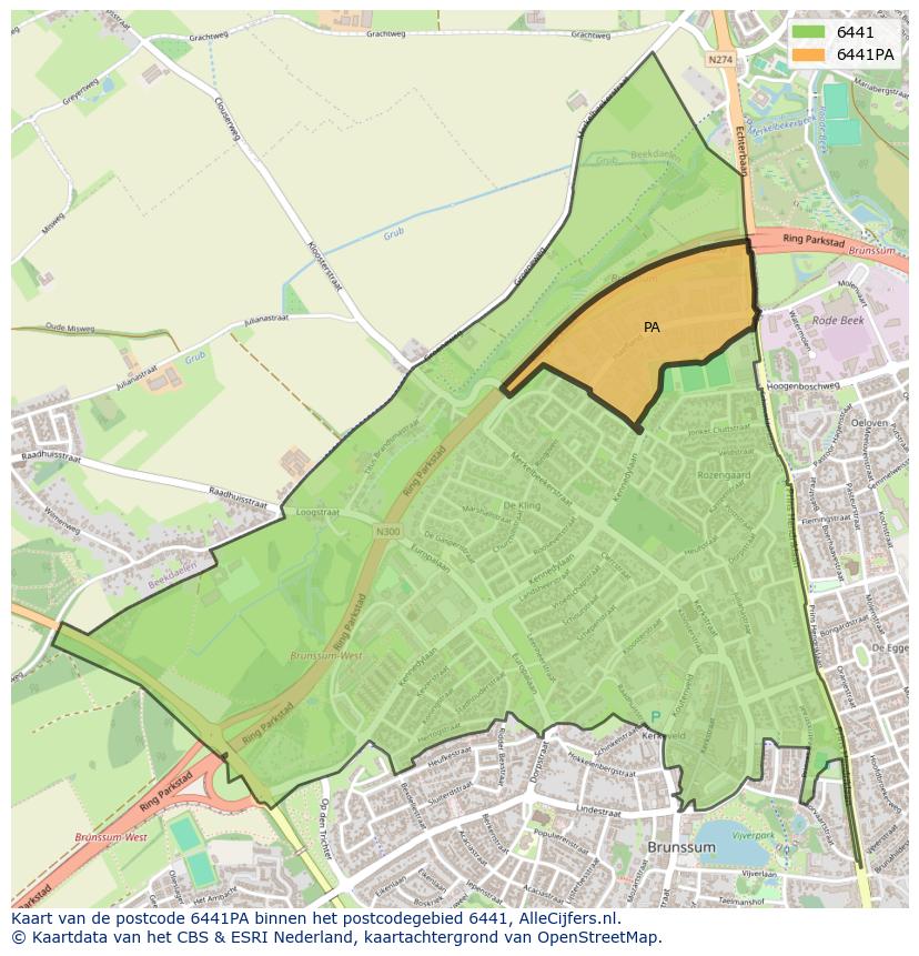 Afbeelding van het postcodegebied 6441 PA op de kaart.