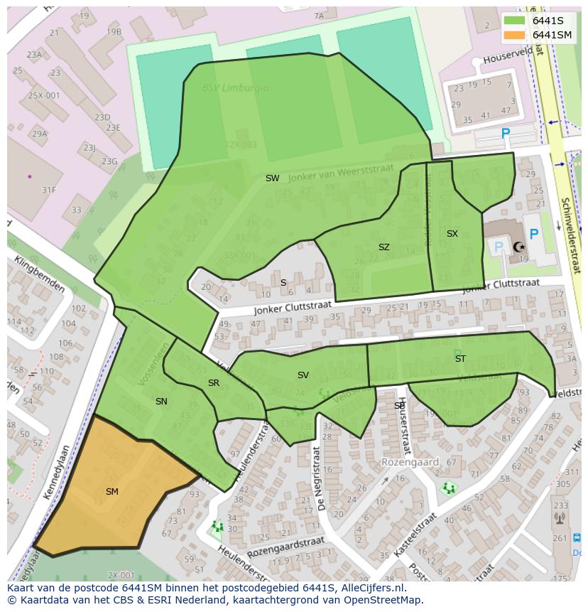 Afbeelding van het postcodegebied 6441 SM op de kaart.