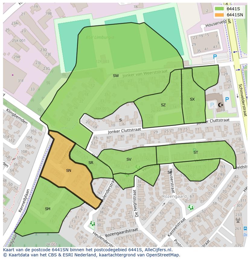Afbeelding van het postcodegebied 6441 SN op de kaart.
