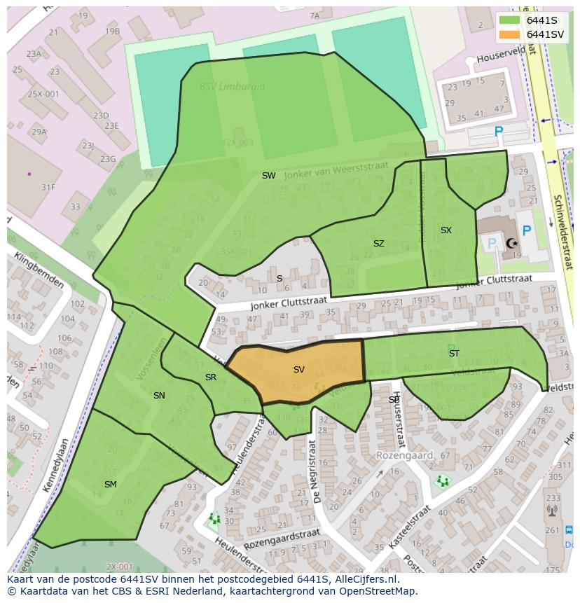Afbeelding van het postcodegebied 6441 SV op de kaart.