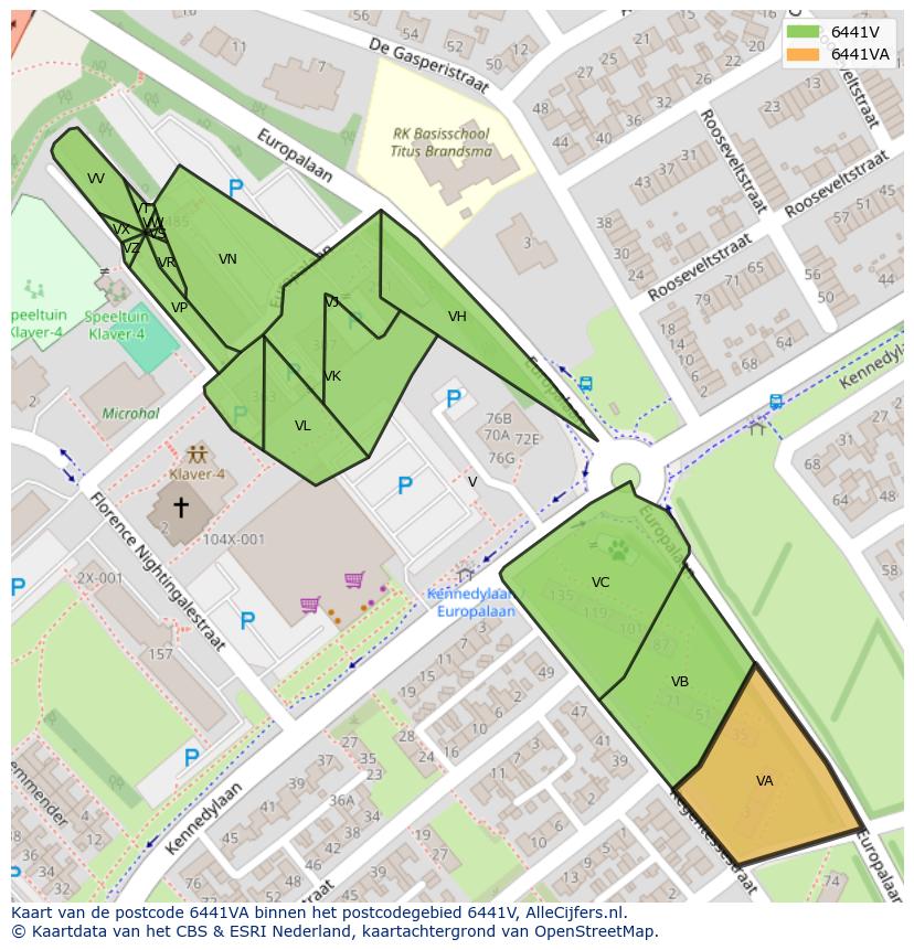 Afbeelding van het postcodegebied 6441 VA op de kaart.