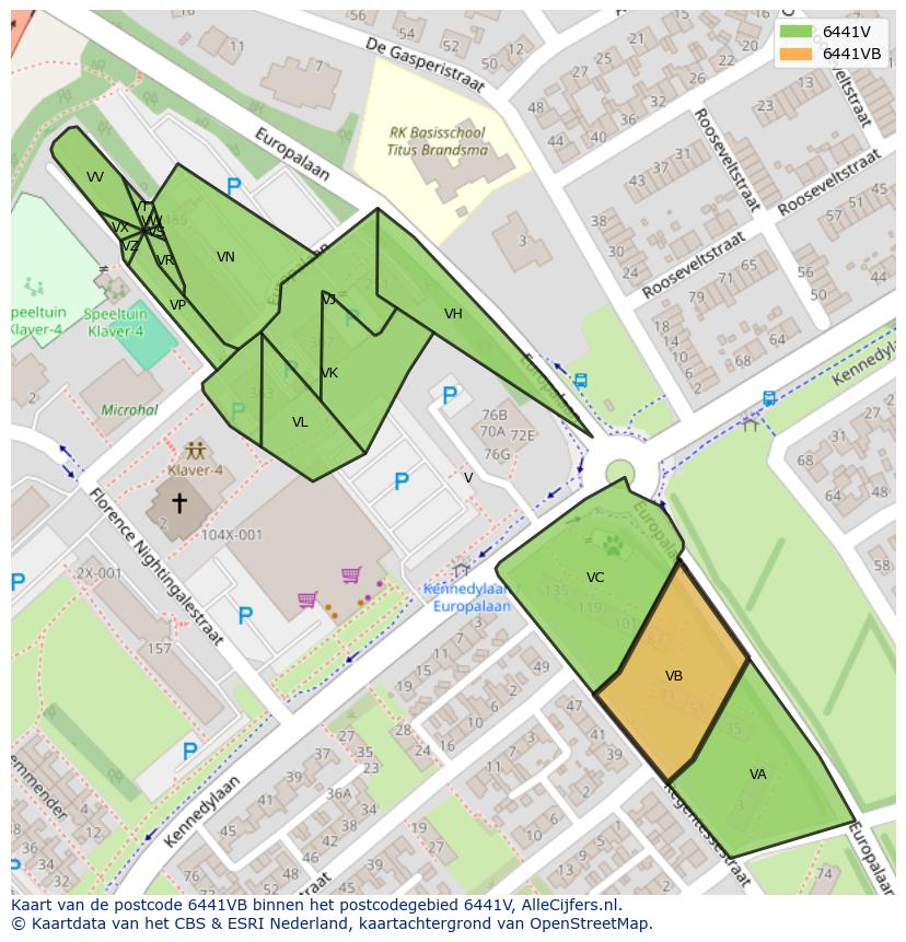 Afbeelding van het postcodegebied 6441 VB op de kaart.