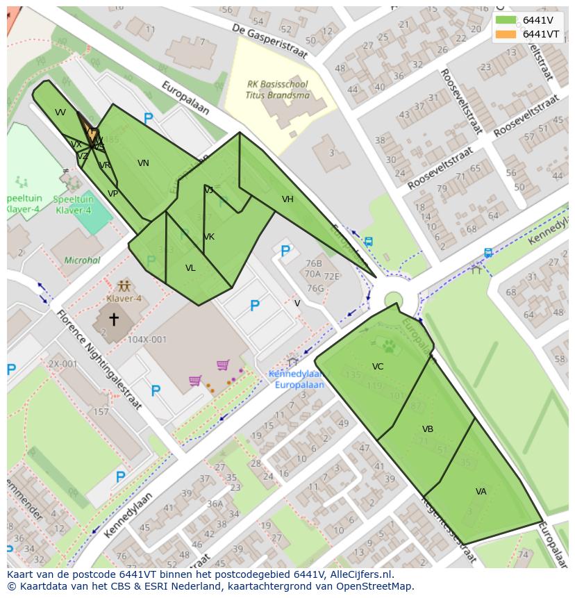 Afbeelding van het postcodegebied 6441 VT op de kaart.