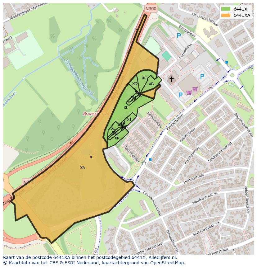 Afbeelding van het postcodegebied 6441 XA op de kaart.