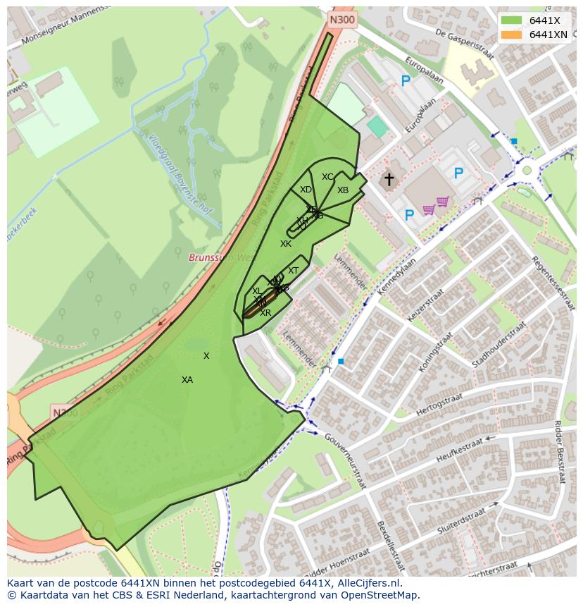 Afbeelding van het postcodegebied 6441 XN op de kaart.