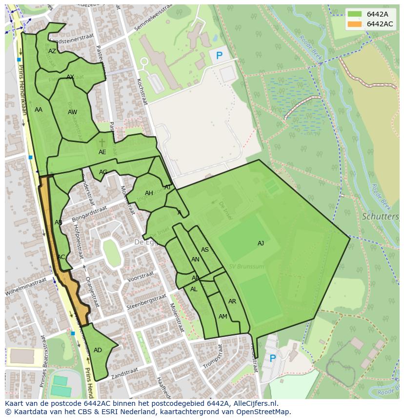 Afbeelding van het postcodegebied 6442 AC op de kaart.