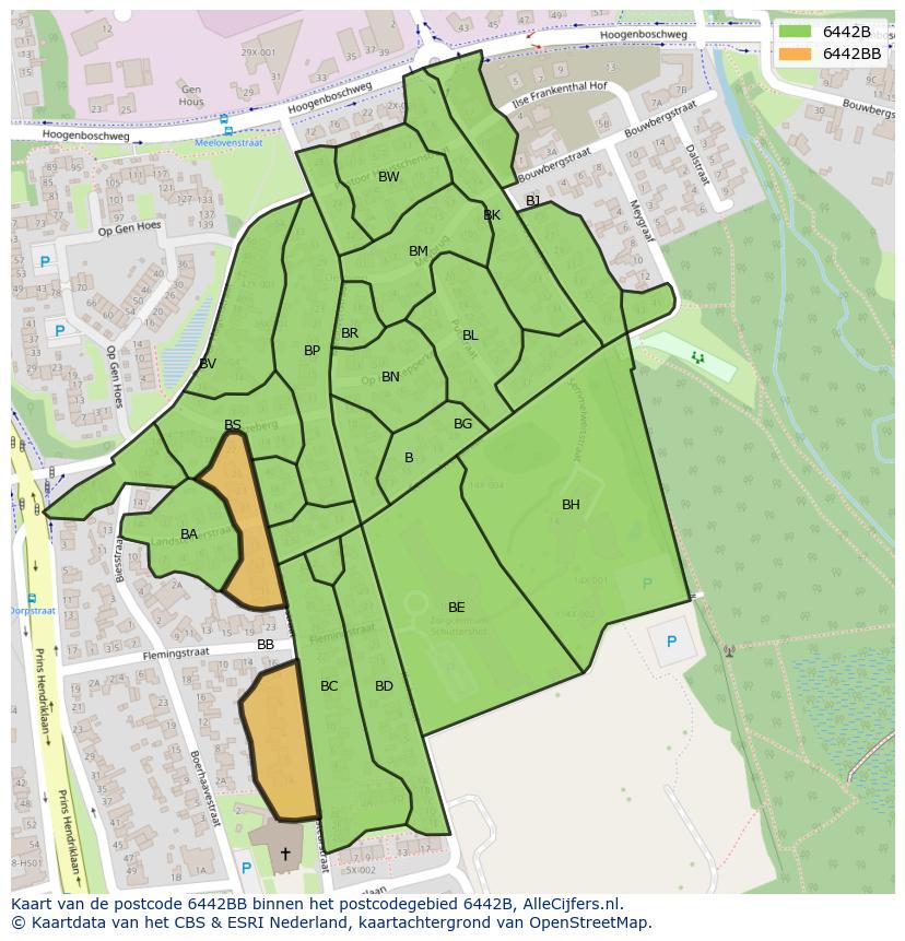 Afbeelding van het postcodegebied 6442 BB op de kaart.