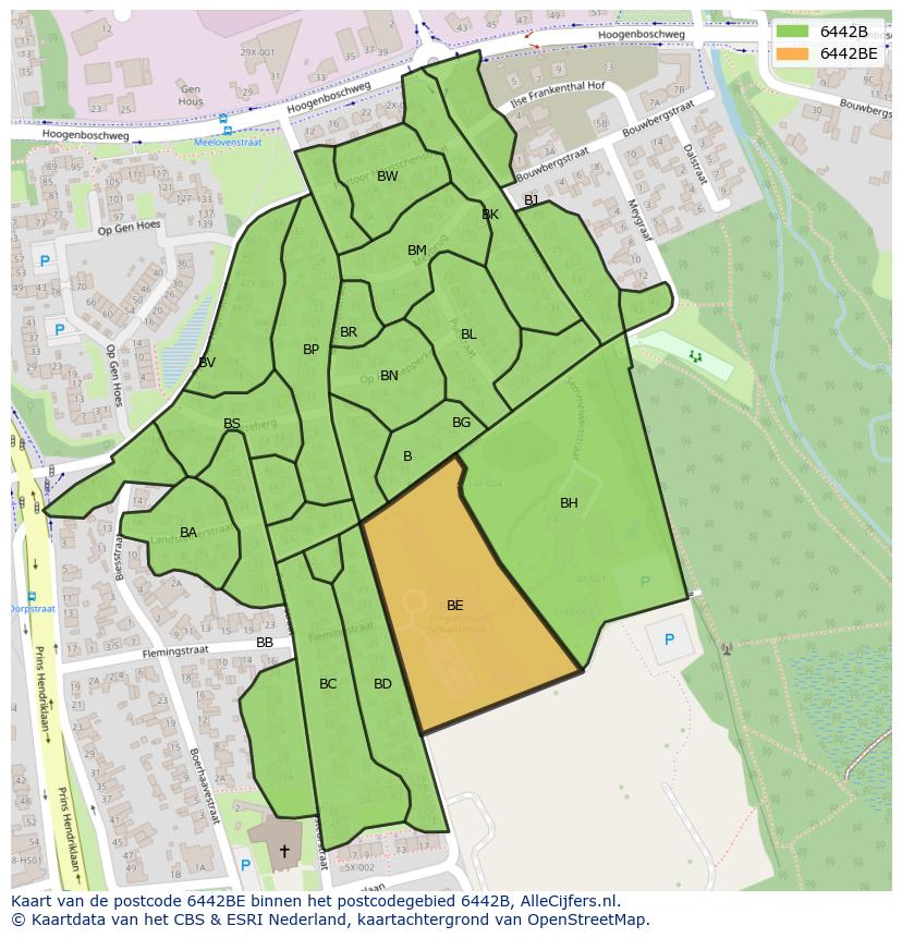 Afbeelding van het postcodegebied 6442 BE op de kaart.