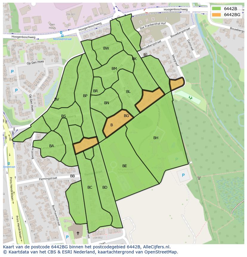 Afbeelding van het postcodegebied 6442 BG op de kaart.