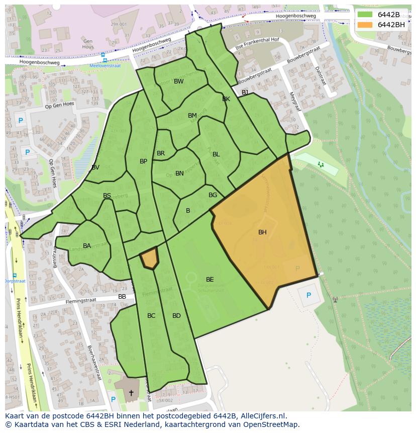 Afbeelding van het postcodegebied 6442 BH op de kaart.