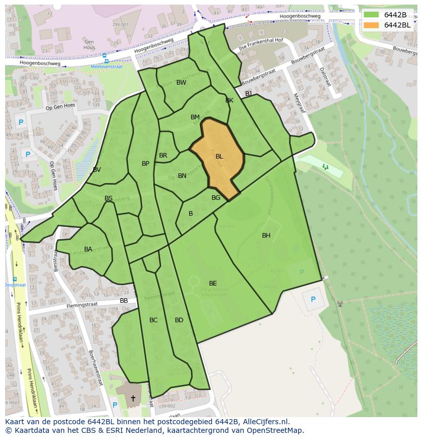 Afbeelding van het postcodegebied 6442 BL op de kaart.