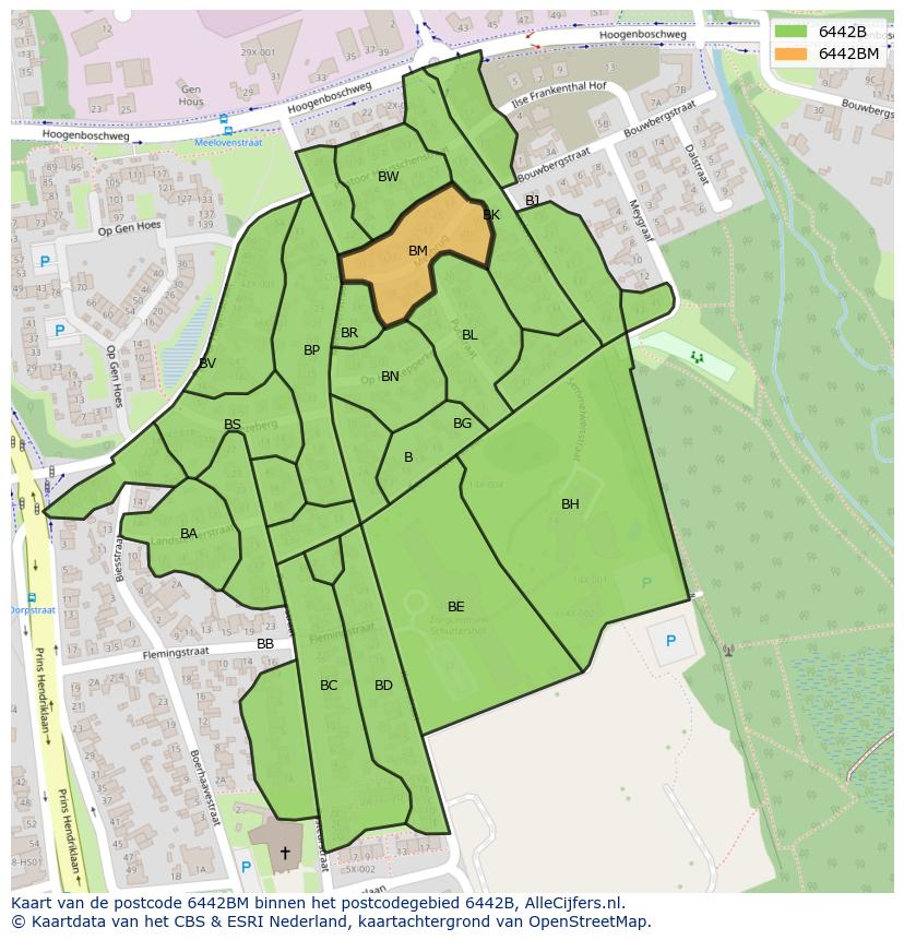 Afbeelding van het postcodegebied 6442 BM op de kaart.
