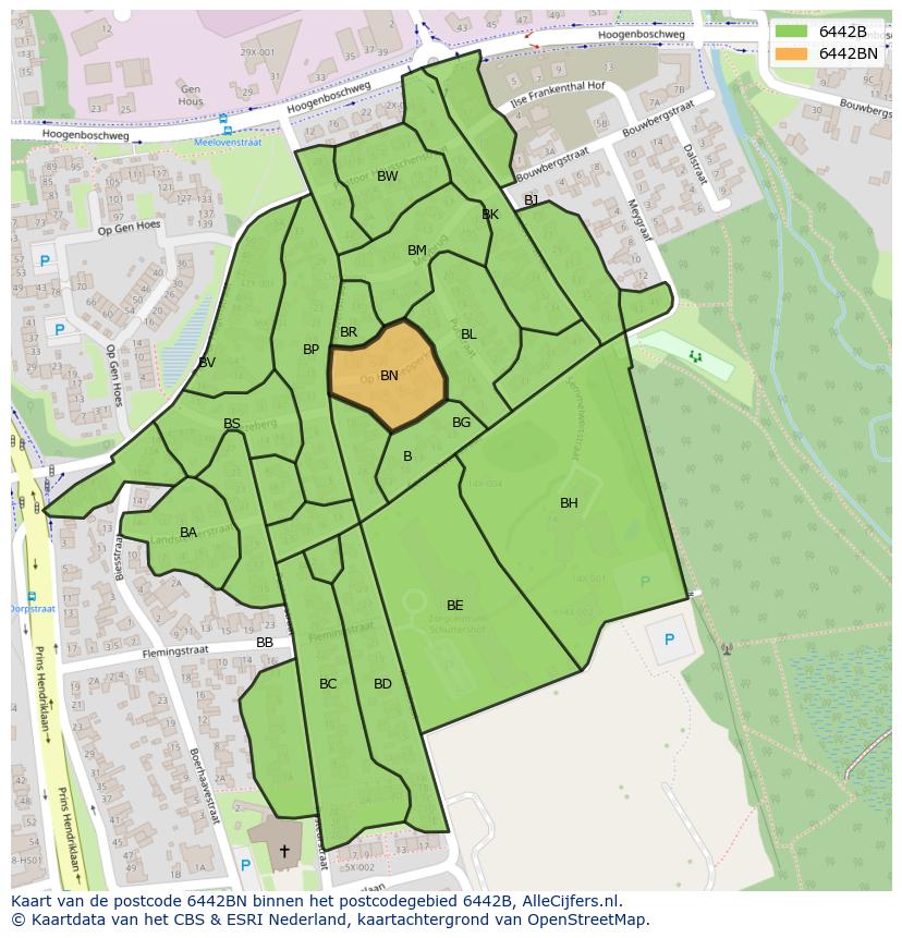Afbeelding van het postcodegebied 6442 BN op de kaart.