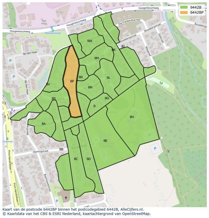 Afbeelding van het postcodegebied 6442 BP op de kaart.