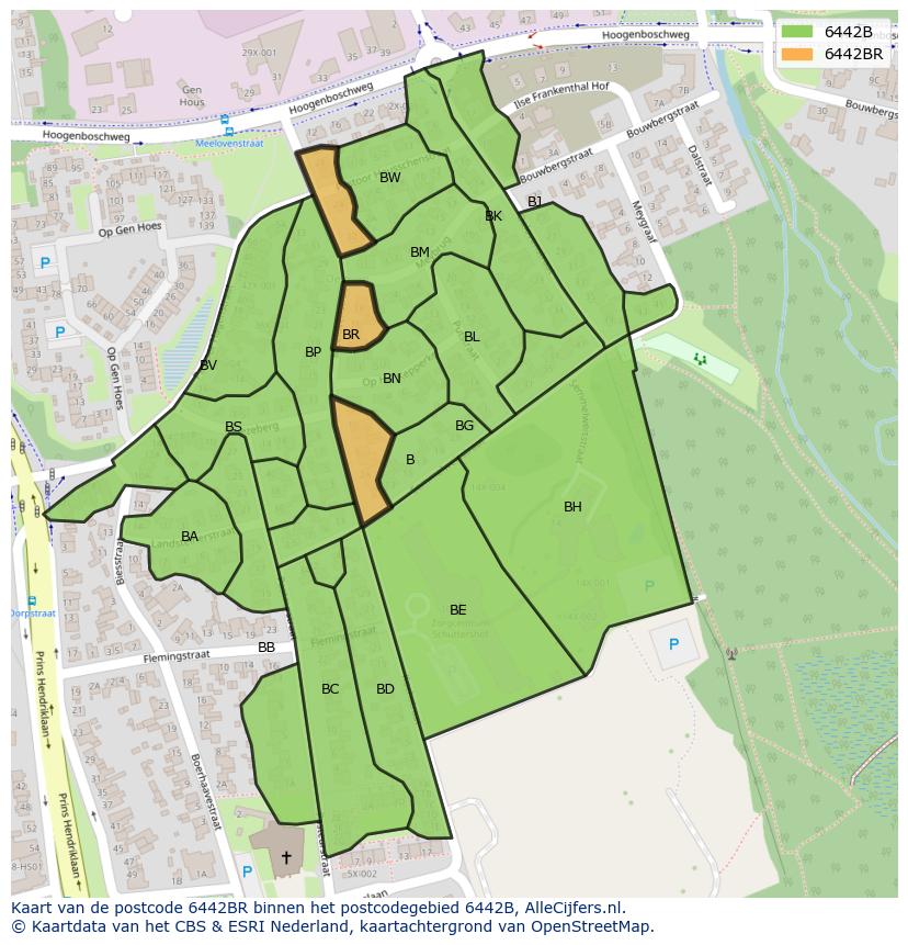 Afbeelding van het postcodegebied 6442 BR op de kaart.