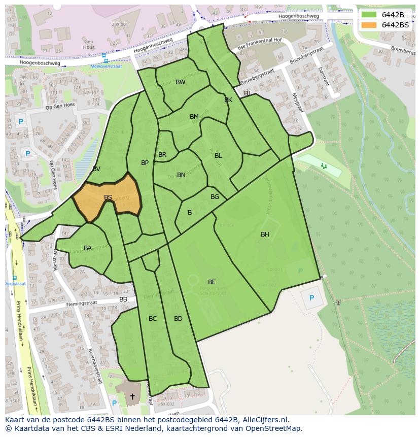 Afbeelding van het postcodegebied 6442 BS op de kaart.