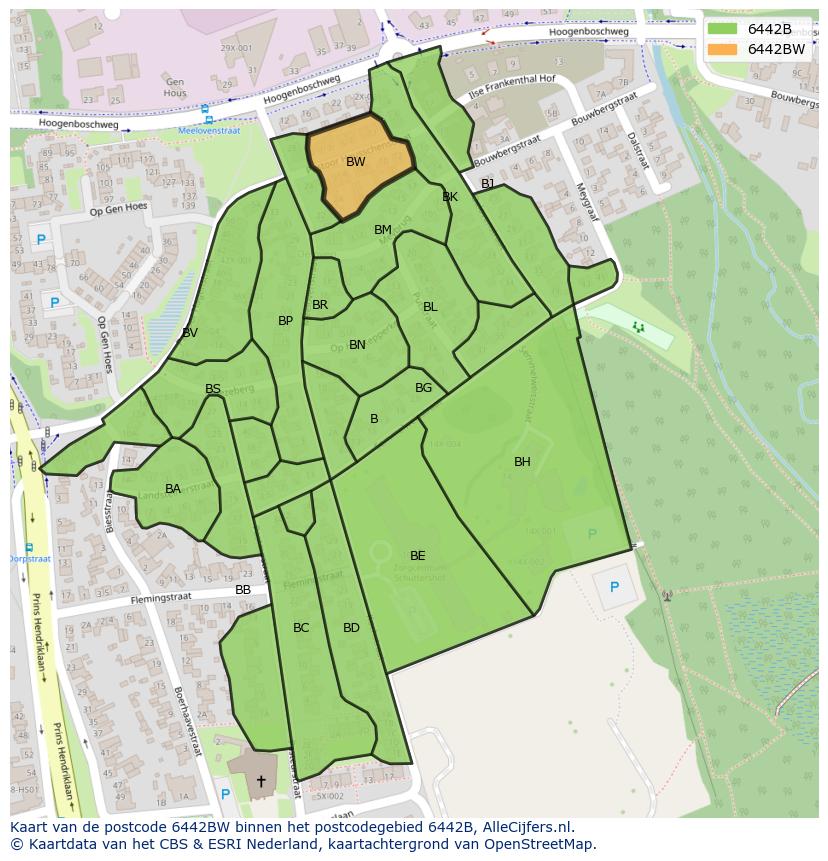 Afbeelding van het postcodegebied 6442 BW op de kaart.
