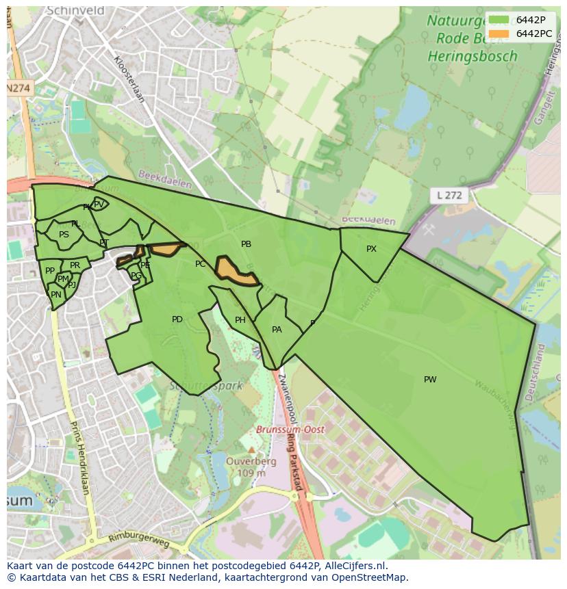 Afbeelding van het postcodegebied 6442 PC op de kaart.