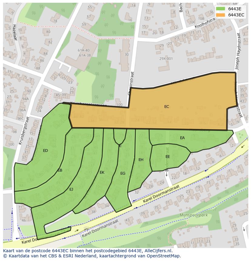 Afbeelding van het postcodegebied 6443 EC op de kaart.