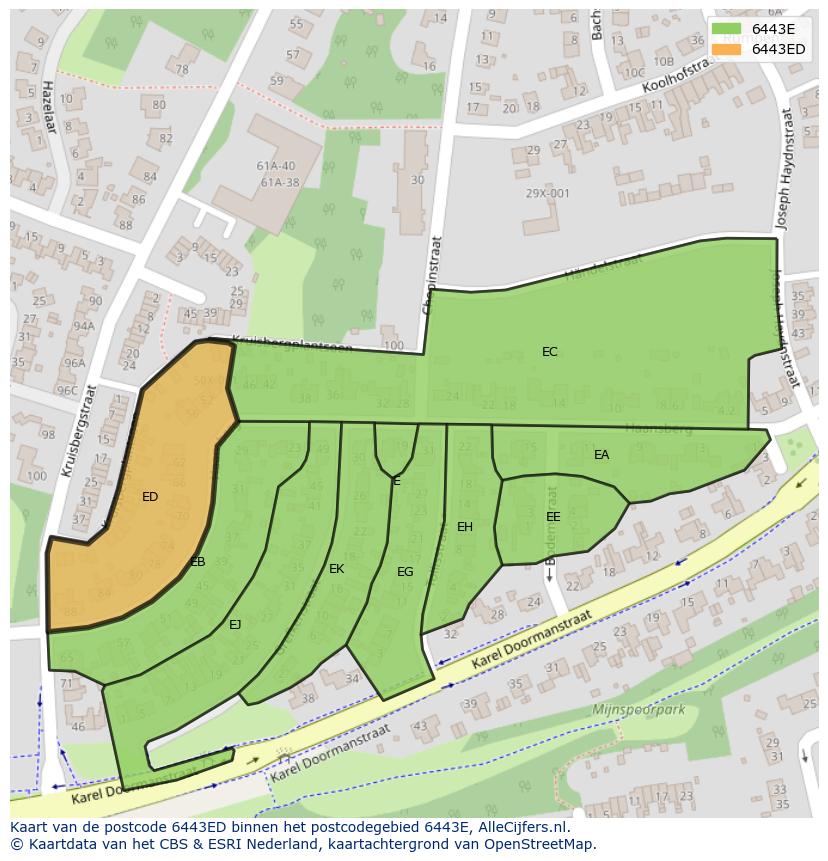 Afbeelding van het postcodegebied 6443 ED op de kaart.