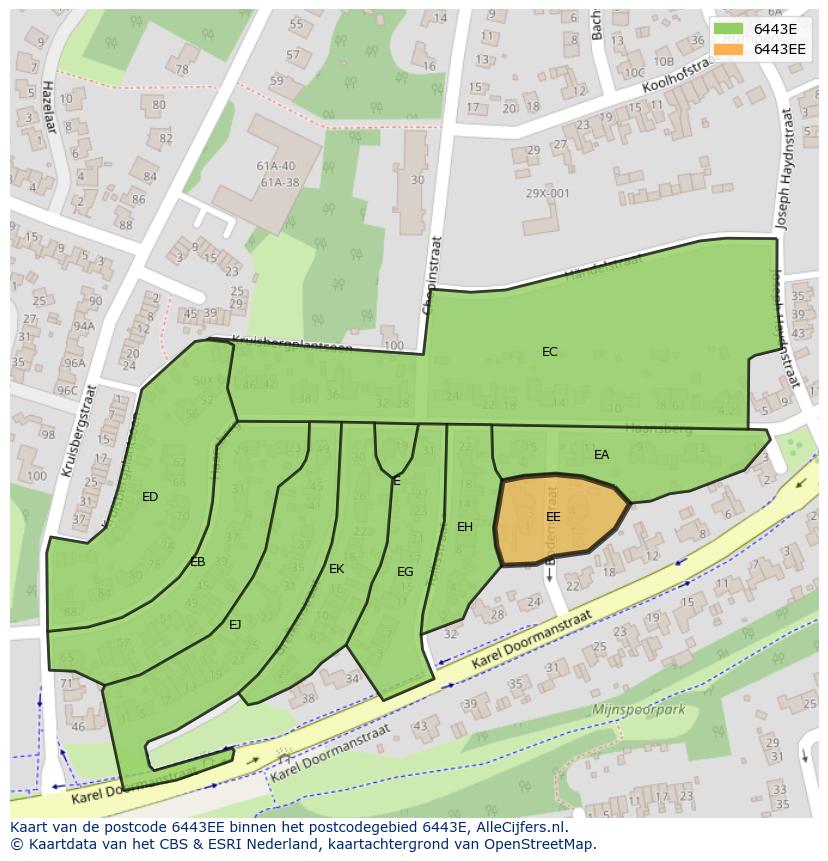 Afbeelding van het postcodegebied 6443 EE op de kaart.