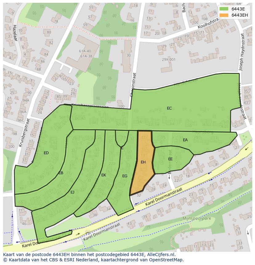 Afbeelding van het postcodegebied 6443 EH op de kaart.