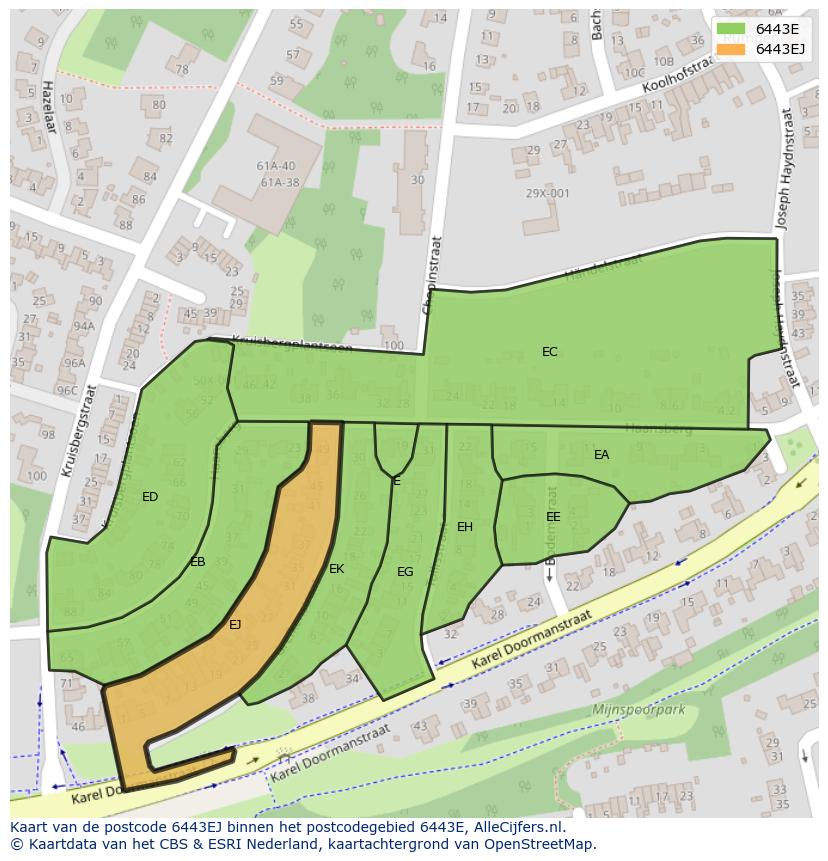 Afbeelding van het postcodegebied 6443 EJ op de kaart.