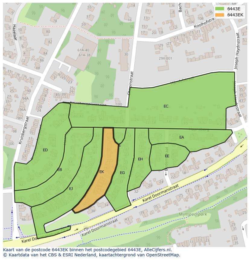 Afbeelding van het postcodegebied 6443 EK op de kaart.