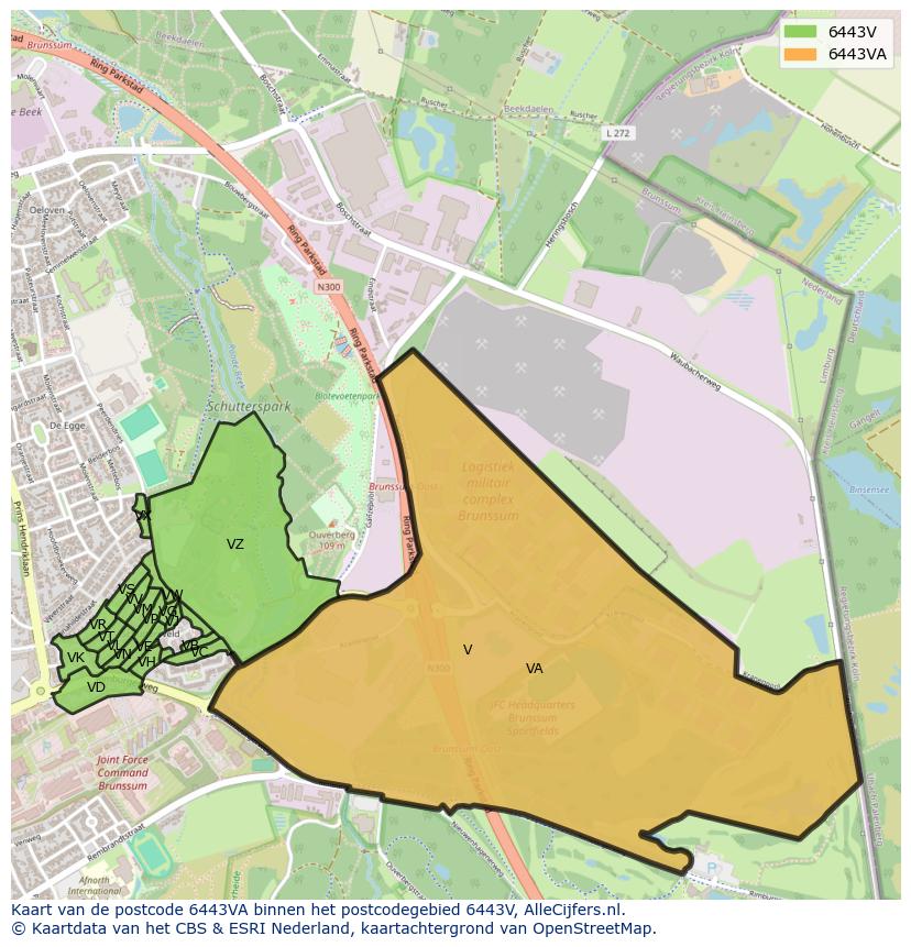 Afbeelding van het postcodegebied 6443 VA op de kaart.