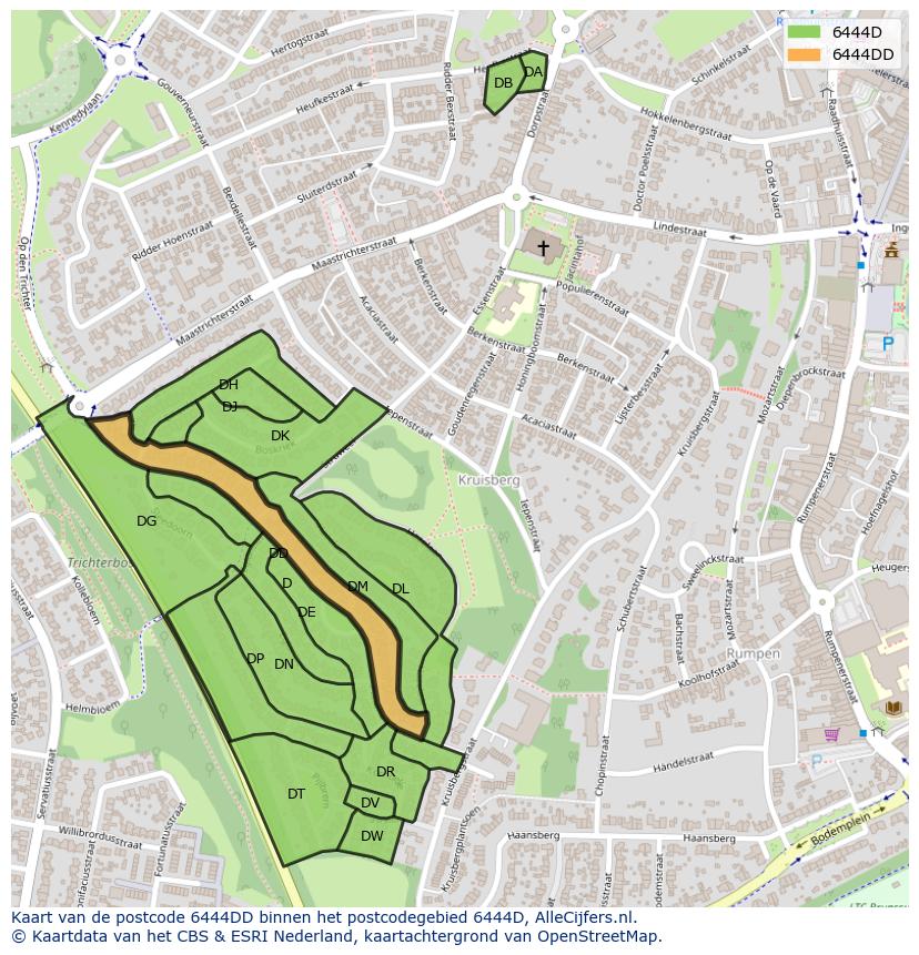 Afbeelding van het postcodegebied 6444 DD op de kaart.
