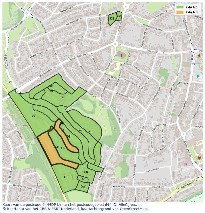 Afbeelding van het postcodegebied 6444 DP op de kaart.